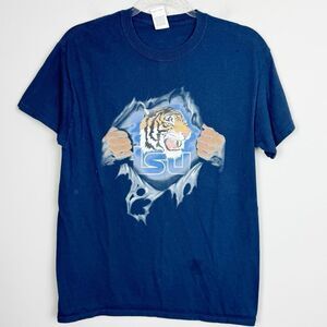 LSU LOUISIANA STATE UNIVERSITY | Navy Blue Tiger Rip T-Shirt Unisex Size Medium